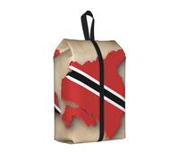 Sac de rangement de chaussures de voyage de grande capacité, imperméable et portable, motif carte 02 de Trinité-et-Tobago, 1 pièce., One Size, Fermeture éclair, avec une sangle tissée sur le dessus