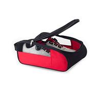 Sac de rangement de chaussures respirant pour l'extérieur - Sac de transport à fermeture éclair pour le sport et la maison - Sac de transport et étuis portables et légers, noir/rouge, Three piece side