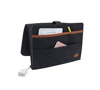 Sac de Rangement de Chevet, Lit Organisateur de Poche Bien Rangé pour Téléphone, Télécommande, Magazine, Lunettes, Livre, Pad(Noir)