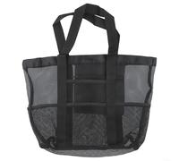 Sac de rangement de douche en maille avec poignée de suspension et plusieurs poches, pour voyage, salle de sport, dortoir et salle de bain (L avec poche)