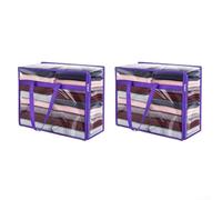 Sac de rangement de garde-robe de 40 L avec construction transparente, anti-poussière et poignées solides, conçu pour ranger la literie, les vêtements et les articles ménagers (2 pièces)