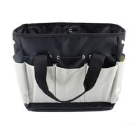 Sac de rangement de jardin multi-poches résistant à l'eau avec tissu Oxford pour ranger outils et équipements (noir et gris)