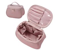Sac de Rangement de Maquillage à la Mode, Pochette de Maquillage en PU, Sac de Toilette de Voyage Portable de Grande capacité, Sac Organisateur de Maquillage, Sacs à cosmétiques pour Femmes(Pink)