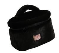 Sac de rangement de maquillage en peluche douce avec intérieur spacieux pour une organisation et un voyage faciles, Noir