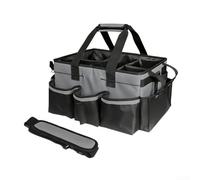 Sac de rangement de nettoyage avec cloisons intérieures pliables et bandoulière réglable amovible pour des options de transport pratiques (gris)