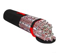 Sac de rangement de papier cadeau de 101,6 cm de long, peut contenir jusqu'à 24 rouleaux, fabriqué en tissu Oxford 600D robuste, poche extérieure transparente pour l'organisation (noir)