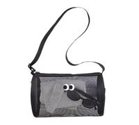 Sac de rangement de salle de bain respirant Organisateur cosmétique en maille avec bandoulière réglable Clôture de fermeture à fermeture éclair Noir