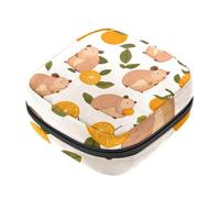 Sac de rangement de serviettes hygiéniques pour femme, grande capacité, sac pour serviettes menstruelles, sacs de menstruation, jolis capybaras avec motif agrumes