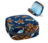 Sac de rangement de serviettes hygiéniques, sac de kit menstruel pour l'école, pochette pour tasse menstruelle, sac de rangement pour serviettes hygiéniques, tortues de dessin animé nagent sur la mer