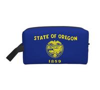 Sac de rangement de toilette imprimé drapeau de l'Oregon, grande capacité, pochette de rangement pour banque d'alimentation et câbles