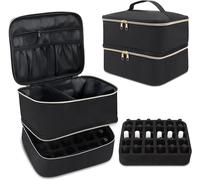 Sac De Rangement De Vernis À Ongles À Double Couche, Étui De Transport Organisateur De Vernis À Ongles, Convient À La Lampe Sécheuse À Ongles Et À L'ensemble De Manicure, 30 Bouteilles (Gris)