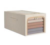 Sac de rangement de vêtements 50L Borne de rangement de vêtements durables de grande capacité avec caprices de cadre en métal robustes pour la chambre de bureau de placard en (Gris) (Beige)