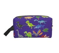 Sac de rangement de voyage à la mode avec impression d'images de dinosaures de dessin animé, trousse de toilette portable de grande capacité