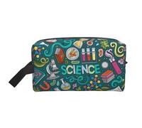 Sac de rangement de voyage à la mode avec impression sur le thème de la science de dessin animé, trousse de toilette portable de grande capacité