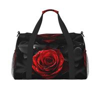 Sac de rangement de voyage de grande capacité avec roses noires et rouges - Sac de transport léger pour la nuit - Sac de voyage unisexe