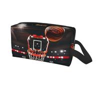 Sac de rangement de voyage imprimé basket-ball pour homme et femme, grande capacité, trousse de toilette portable