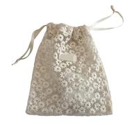 Sac de rangement décoratif en maille brodée avec cordon de serrage, portable, accessoire de voyage multifonctionnel, pour petits objets, H, I