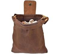 Sac de rangement en cuir et toile pour randonnée, camping, survie en plein air, sac de cueillette de fruits, pochettes pliables, marron