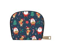 Sac de rangement en cuir synthétique avec fermeture éclair pour cartes de crédit et porte-monnaie Motif Père Noël, blanc, Taille unique