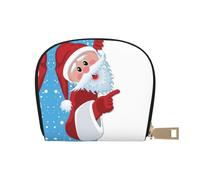Sac de rangement en cuir synthétique avec fermeture éclair pour cartes de crédit et porte-monnaie Motif Père Noël, blanc, Taille unique