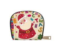Sac de rangement en cuir synthétique avec fermeture éclair pour cartes de crédit et porte-monnaie Motif Père Noël, blanc, Taille unique