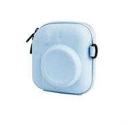 Sac de rangement en EVA à double fermeture éclair pour appareil photo avec coque renforcée et sangle réglable pour Fujifilm Instax Mini 7+ 8 9 11 12 - Transport sûr (bleu)