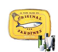 Sac de rangement en forme de canette de sardine de grande capacité - Cuir synthétique - 17,8 x 12 cm - Trousse de toilette de voyage - Trousse de maquillage créative en conserve pour fard à paupières