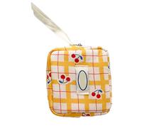 Sac de rangement en maille à imprimé de fruits avec compartiments intérieurs Sac de maquillage pour cosmétiques Voyage Essentiel Vivant Organisateur de maquillage, Grille jaune, Beauté de masse