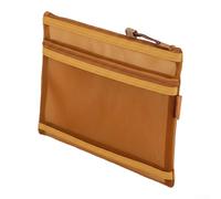 Sac de rangement en maille transparente double couche pour cosmétiques, écouteurs, cartes d'identité, pochette de voyage en nylon avec fermeture éclair marron, bleu, vert, violet, rouge (marron)
