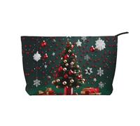 Sac de rangement en velours côtelé avec boule ronde et motif arbre de Noël - Sac de rangement tendance et imperméable pour articles de toilette, Noir , Taille unique