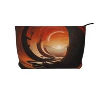 Sac de rangement en velours côtelé avec motif grotte d'arc dynamique, sac de rangement tendance et imperméable pour articles de toilette, Noir , Taille unique