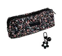 Sac De Rangement En Velours Côtelé avec Pendentif Fleur - Trousse Rétro Portable Pour Cosmétiques, Toilette et Crayons