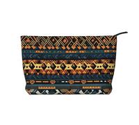 Sac de rangement en velours côtelé de grande capacité avec texture ethnique tribale africaine et tendance pour articles de toilette, Noir , Taille unique