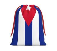 Sac de rangement en velours super doux avec cordon de serrage imprimé drapeau cubain, adapté pour Halloween sac multifonction