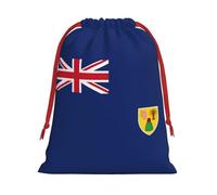Sac de rangement en velours super doux avec cordon de serrage imprimé drapeau des îles Turques et Caïques, adapté pour Halloween promotion sac multifonction