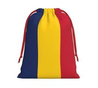 Sac de rangement en velours super doux avec cordon de serrage imprimé drapeau du Tchad, adapté pour Halloween sac multifonction