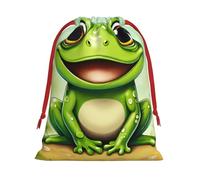 Sac de rangement en velours super doux avec cordon de serrage imprimé grenouille verte, adapté pour sac multifonction pour Halloween