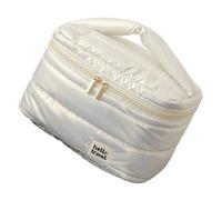 Sac de rangement étanche pour les touristes - Plusieurs sections intérieures - Design extensible - Pour femme - Trousse de maquillage, Blanc nacré Large à, Taille unique