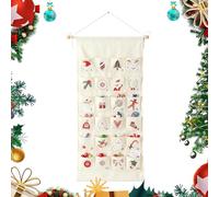 Sac de rangement festif réutilisable en tissu - Calendrier de compte à rebours résistant, outil mural spécial de Noël, équipement de poche robuste, composant de bonbons fantaisie, garde distinctive |