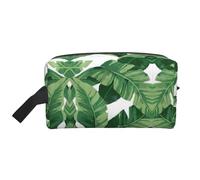 Sac de rangement imprimé aigle - Trousse de toilette de voyage durable, pochette de rangement portable pour maquillage et cosmétiques avec fermeture éclair, Feuilles de palmier vertes mignonnes 1