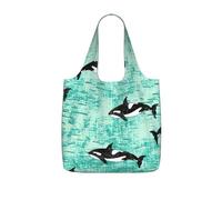 Sac de rangement imprimé biologique océan Pacifique avec cordon de serrage | Sac fourre-tout réutilisable, pliable, lavable, avec bandoulière