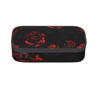 Sac de rangement imprimé champignons rouges pour bureau d'affaires, trousse à crayons, trousse à crayons, trousse de maquillage, sacs cosmétiques, Roses rouges et noires, One Size