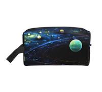 Sac de rangement imprimé cochons d'Inde - Trousse de toilette de voyage durable, pochette de rangement portable pour maquillage et cosmétiques avec fermeture éclair, Planètes de l'espace extérieur