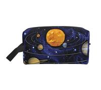 Sac de rangement imprimé cochons d'Inde - Trousse de toilette de voyage durable, pochette de rangement portable pour maquillage et cosmétiques avec fermeture éclair, Système solaire., Taille unique