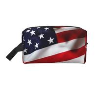 Sac de rangement imprimé drapeau américain - Trousse de toilette de voyage durable, accessoire d'emballage en toile portable pour le quotidien, la salle de sport et les voyages, drapeau des états-unis