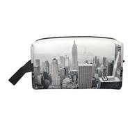 Sac de rangement imprimé drapeau de l'île Maurice - Trousse de toilette et cosmétique de voyage avec fermeture éclair - Toile réutilisable pour maquillage, New York noir et blanc., Taille unique