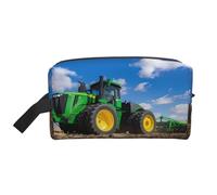 Sac de rangement imprimé fleurs bleues et crâne - Trousse de toilette de voyage durable, accessoire d'emballage en toile portable pour le quotidien, la salle de sport et les voyages, Tractor Farm