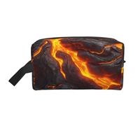 Sac de rangement imprimé fleurs bleues et crâne - Trousse de toilette de voyage durable, accessoire d'emballage en toile portable pour le quotidien, la salle de sport et les voyages, Flux de magma