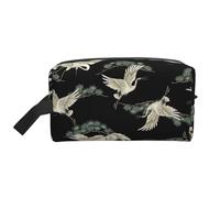 Sac de rangement imprimé grue japonaise et pin - Grande trousse de maquillage de voyage - Organiseur portable pour articles de toilette, accessoires, blanc, Taille unique