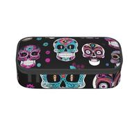 Sac de rangement imprimé île grecque avec vue sur la mer pour le bureau d'affaires, trousse à crayons, trousse à crayons, trousse de maquillage, trousse de maquillage, Imprimé crânes colorés, One Size